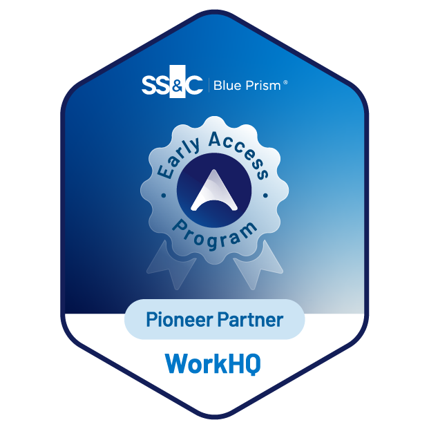SS&C Blue Prism Early Access Program WorkHQ Pioneer Partner Badge